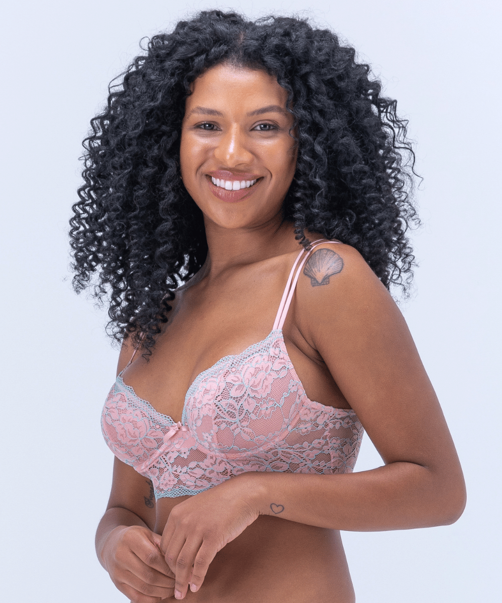 Sutiã Cropped com Renda Bicolor