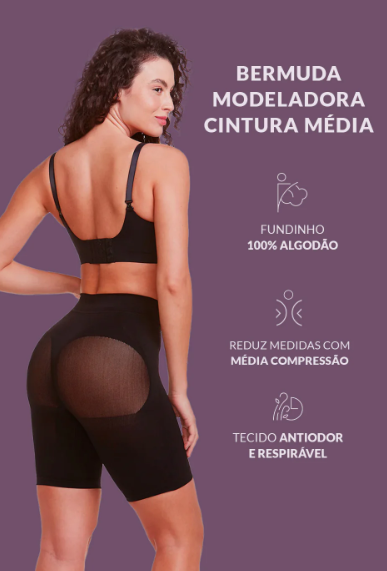 Bermuda Modeladora Cintura Média Levanta Bumbum - 50503