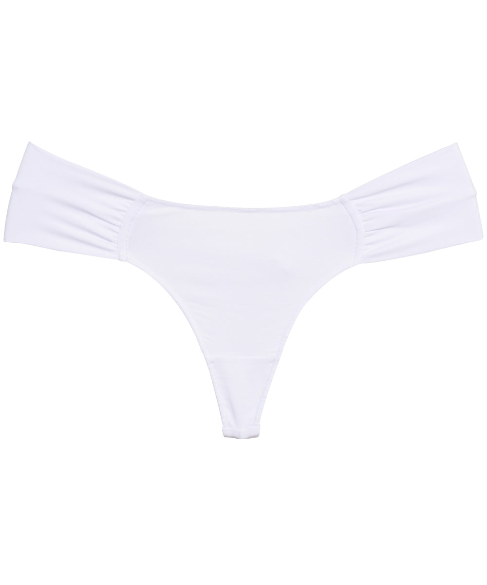 Calcinha Fio Dental Lisa com Laterais Drapeadas