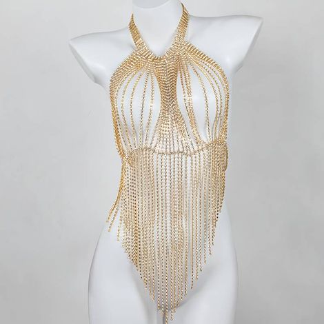 Frente Unica em fios de Strass com Franjas - YSBN142