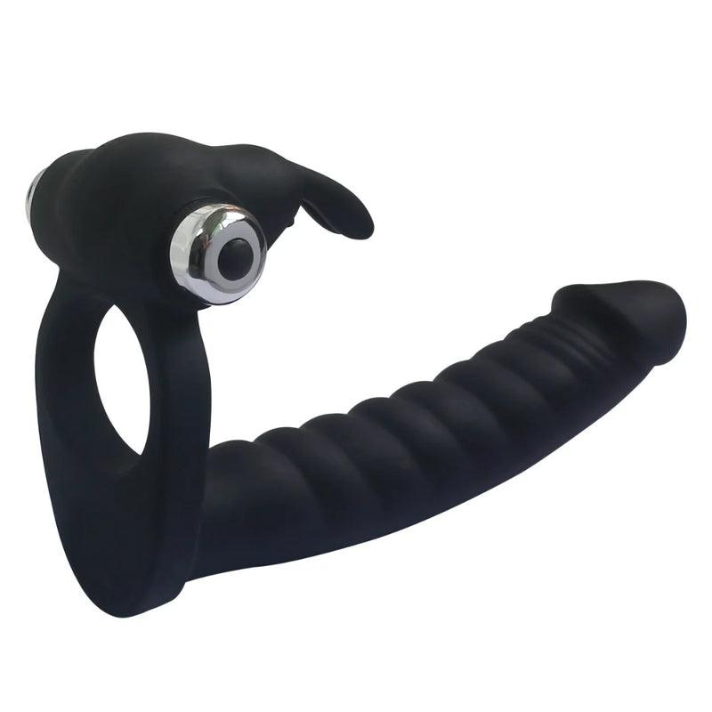 Anel peniano Duplo com Vibro Formato Rabbit - MNA1081