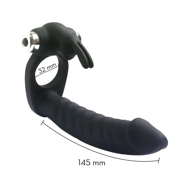 Anel peniano Duplo com Vibro Formato Rabbit - MNA1081