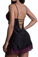 Camisola De Cetim e Renda Com Strappys Na Frente e Nas Costas - 681