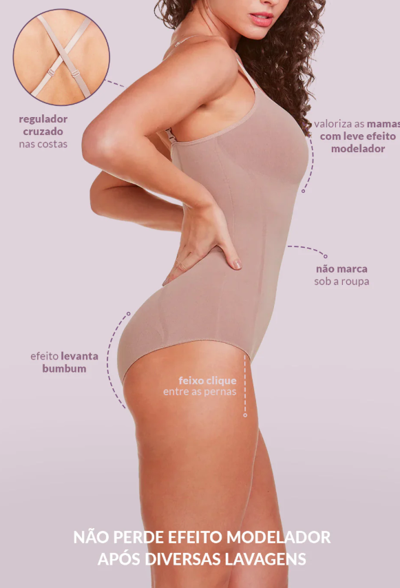 Body Modelador Sem Bojo Levanta Bumbum Preto - 50505