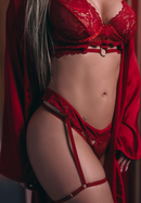 Conjunto Sexy Cropped em Renda Sem Bojo Com Frase - 4044