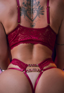 Conjunto Sexy Cropped em Renda Sem Bojo Com Frase - 4044